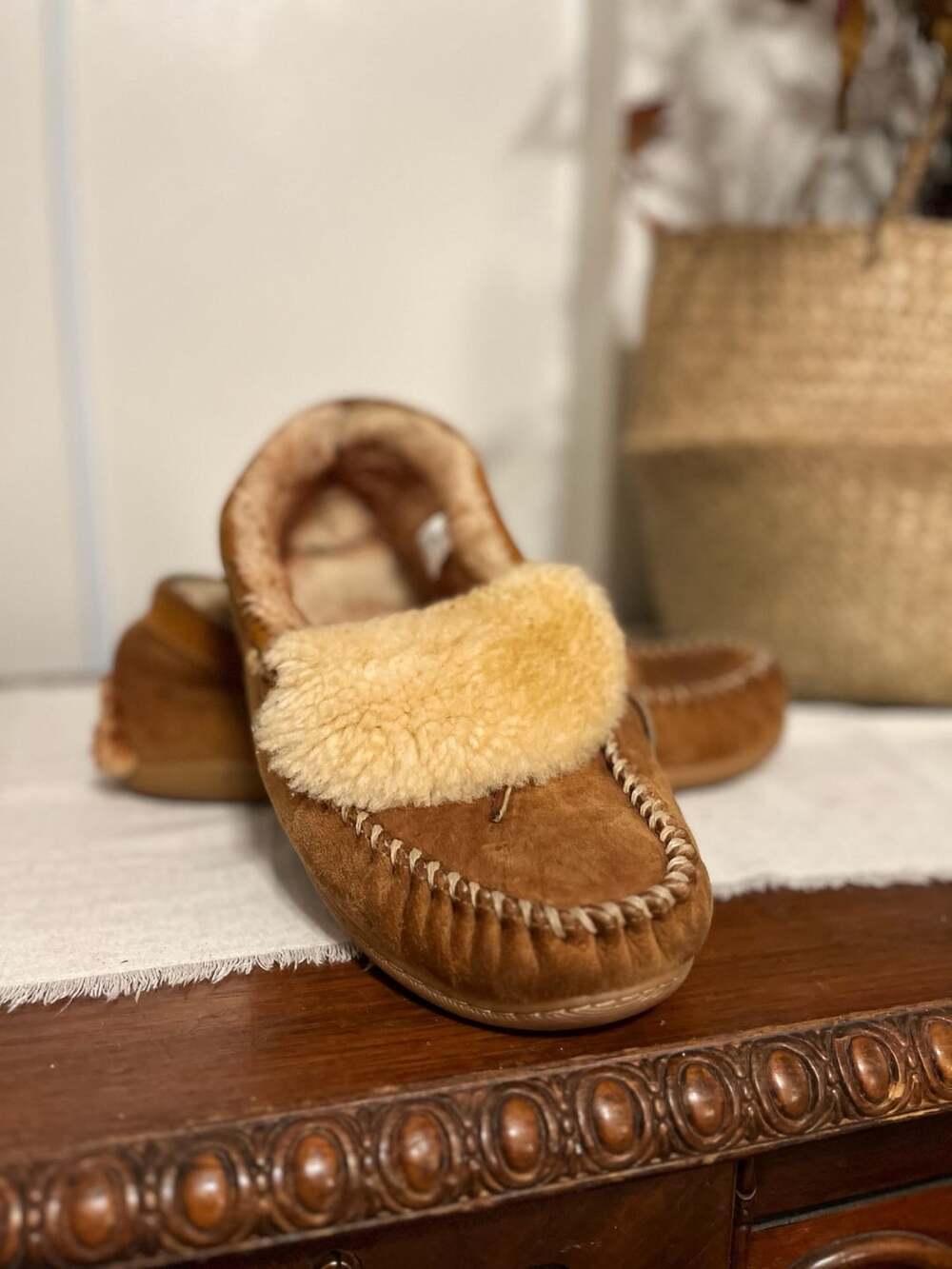 L.L. Bean Men's Wicked Good Slippers Fluffy Suede Moccasin